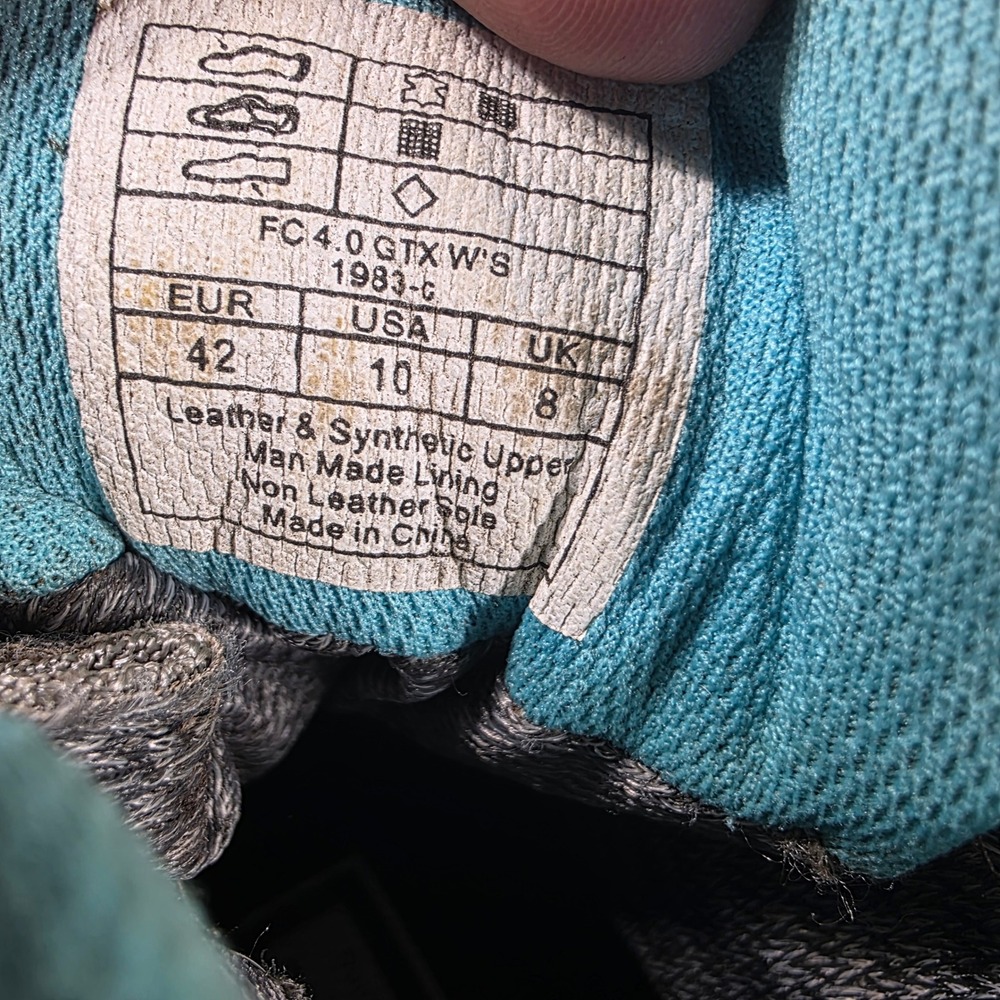 La Sportiva FC 4.0 GTX Womens Hiking Boots Grey Teal Gore-Tex Vibram Size 10 - Picture 8 of 8